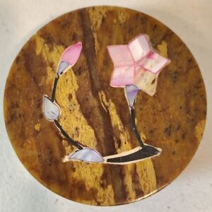 Marble Mother of Pearl Inlay Jewelry Trinket Box